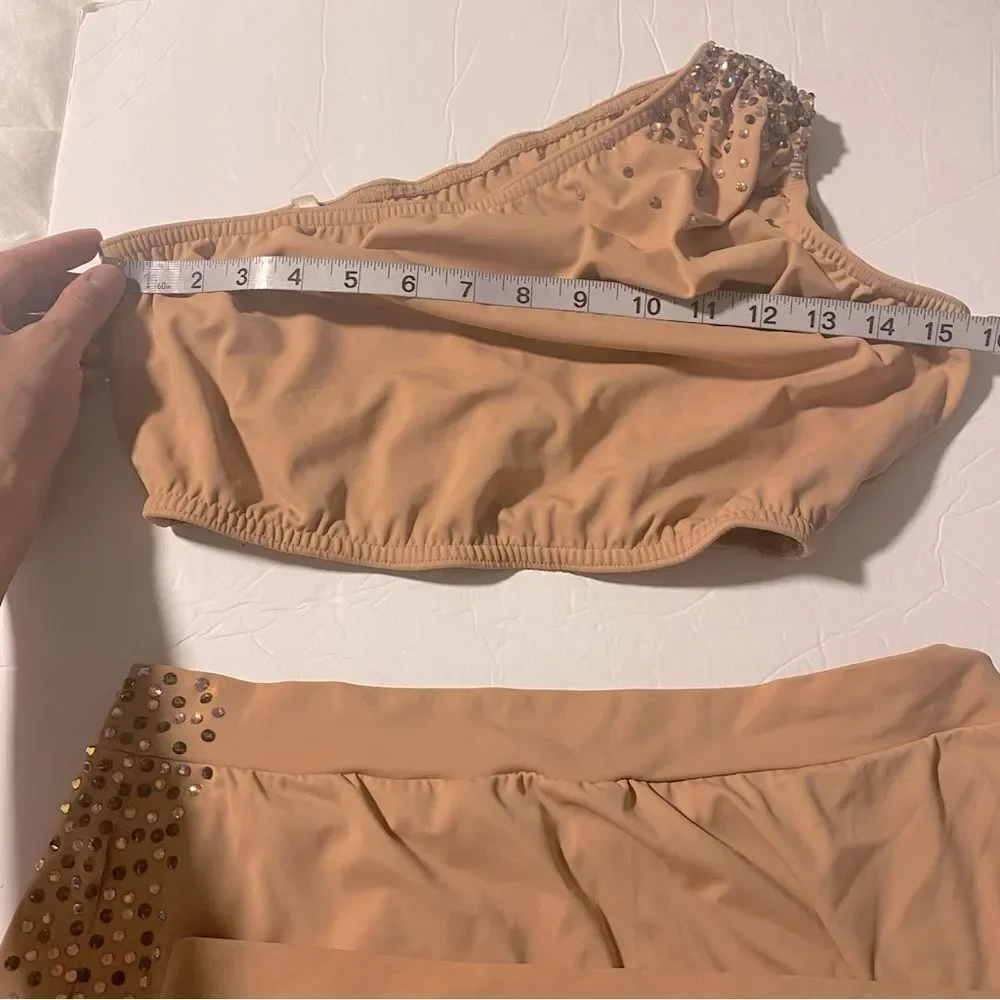Kelle dance solo custom costume blush 3 piece GODDESS 7046 skirt top trunks LA